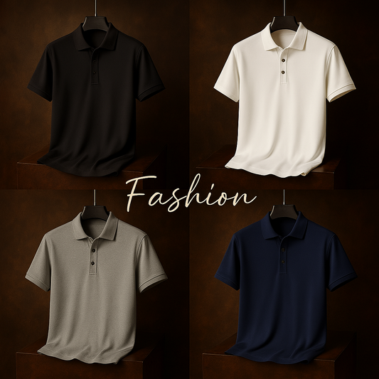 Premium Poly Matte Solid Half Sleeves Mens Polo T-Shirt (Buy 1 Get 3 Free 🔥🔥)