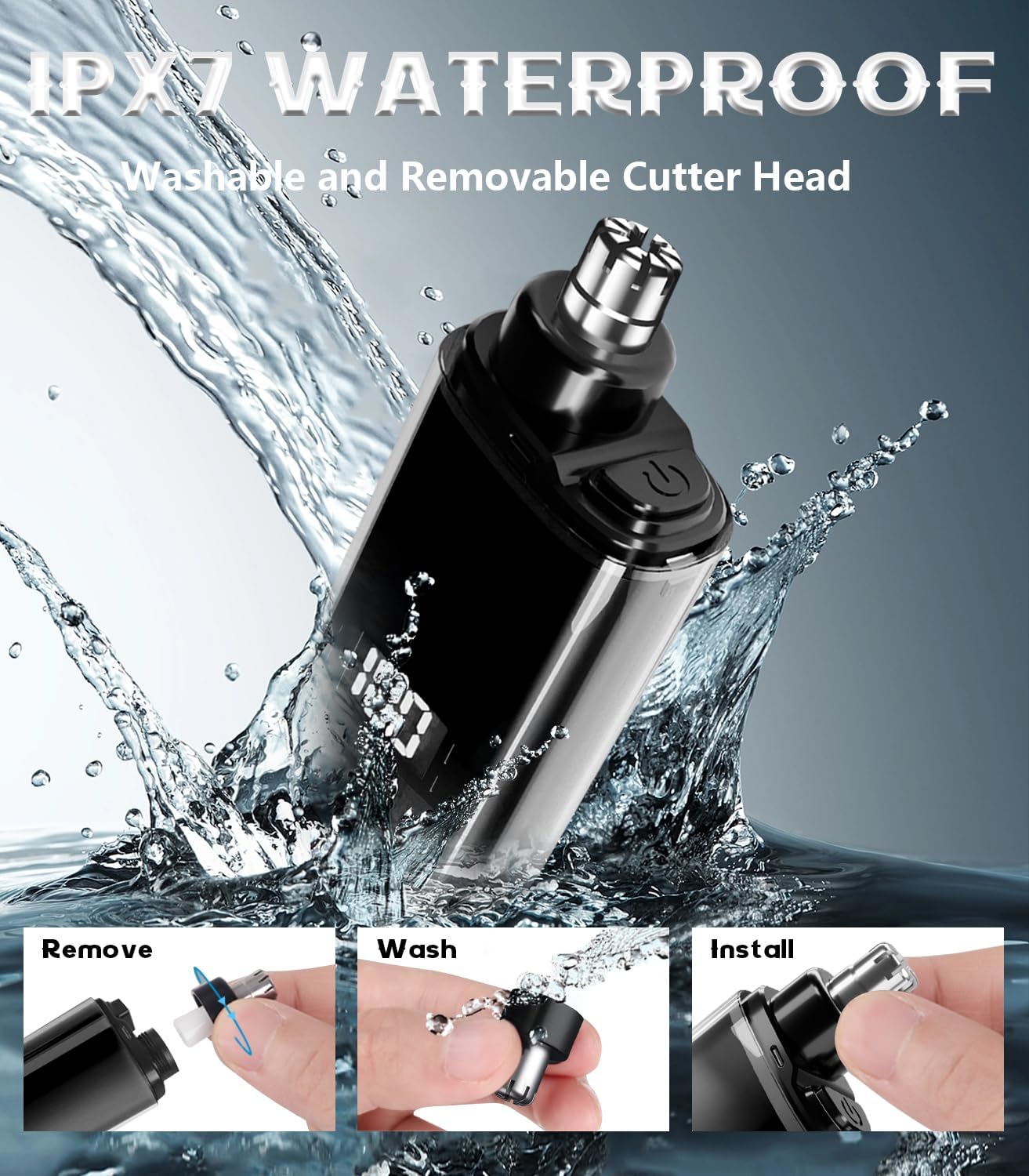 Electric Ear & Nose Hair Trimmer | Digital Display