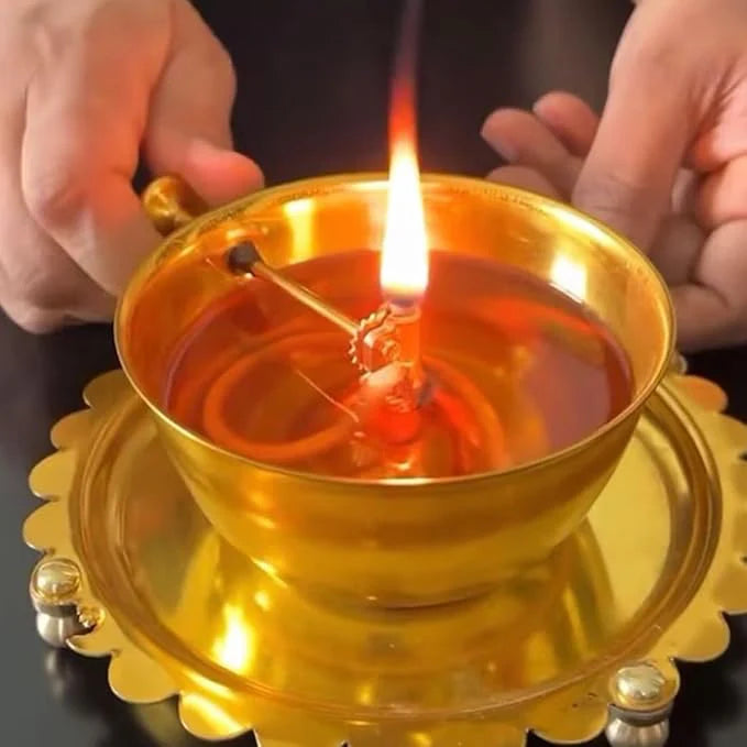Akhand Diya Lamp with Adjustable wick & Glass