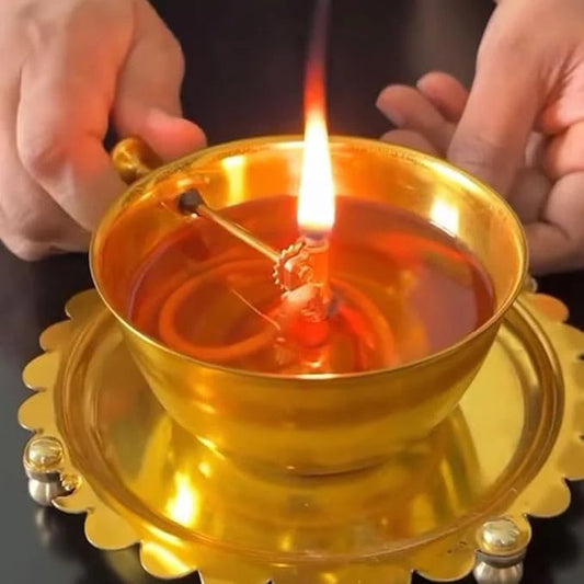 Akhand Diya Lamp with Adjustable wick & Glass