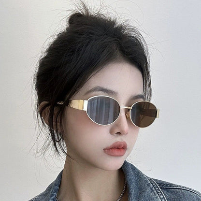 Gold Retro Oval Sunglasses