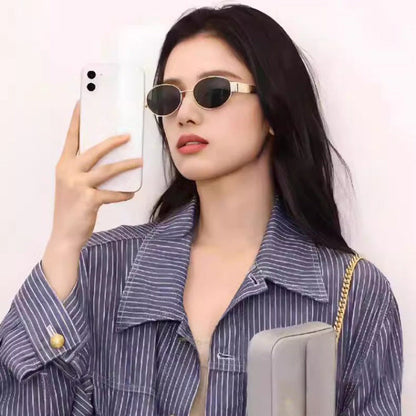 Gold Retro Oval Sunglasses