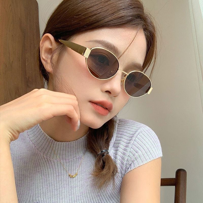 Gold Retro Oval Sunglasses