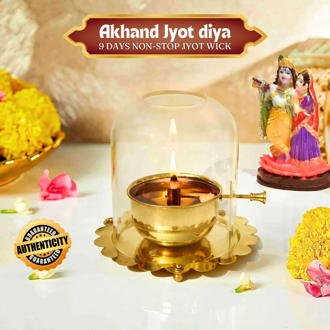 Akhand Diya Lamp with Adjustable wick & Glass